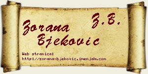 Zorana Bjeković vizit kartica
